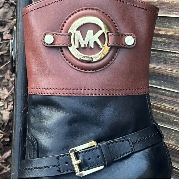 🌟HP🌟Michael Kors “Stockard” Leather Platform Stiletto Boot Black/Mocha 8 - Picture 9 of 12